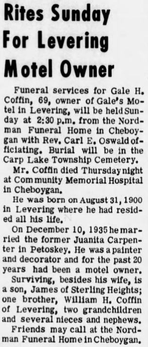 Levering Motel (Gales Motel) - 1969 Death Notice For Owner Of Gale Motel (newer photo)